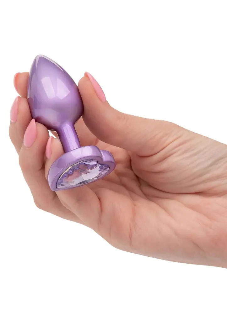 Анальна пробка Calexotics Diamond Heart Plug S, 6 см (фіолетовий) - фото 4