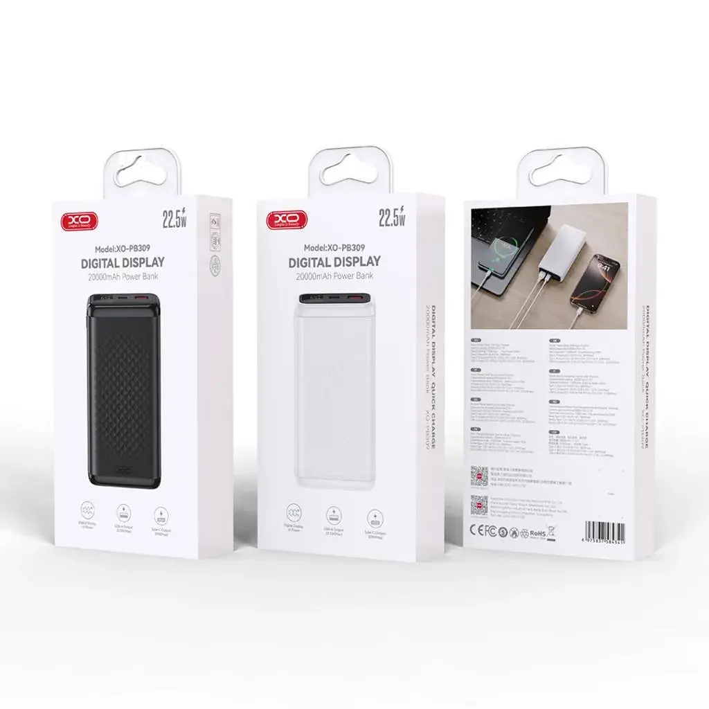 Батарея універсальна XO 20000mAh, 22.5W, black (XO-PB309-BK) - фото 5