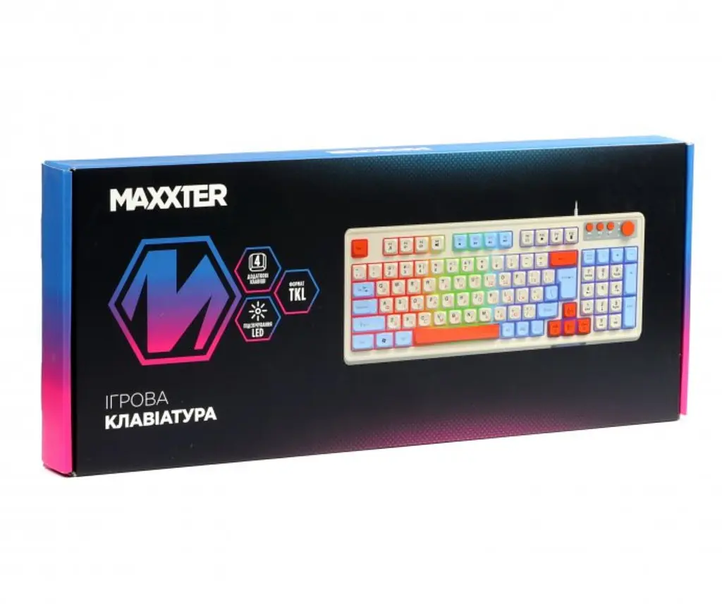 Ігрова клавіатура Maxxter KBG3C01 USB White-Blue - фото 5