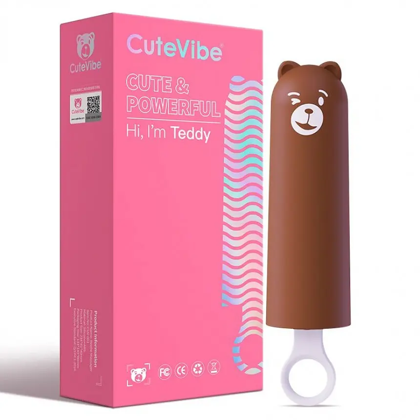 Вібратор CuteVibe Teddy Brown Pink Dildo – Реалістичний під виглядом морозива - фото 3