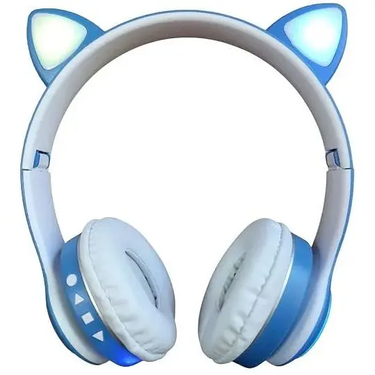 Навушники бездротові Cat Ear VZV-23M Bluetooth RGB з котячими вушками сині - фото 2