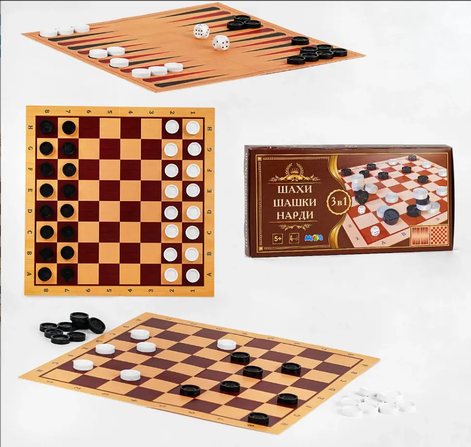 Настільна гра шахи, шашки, нарди S0003, 3в1 - фото 2