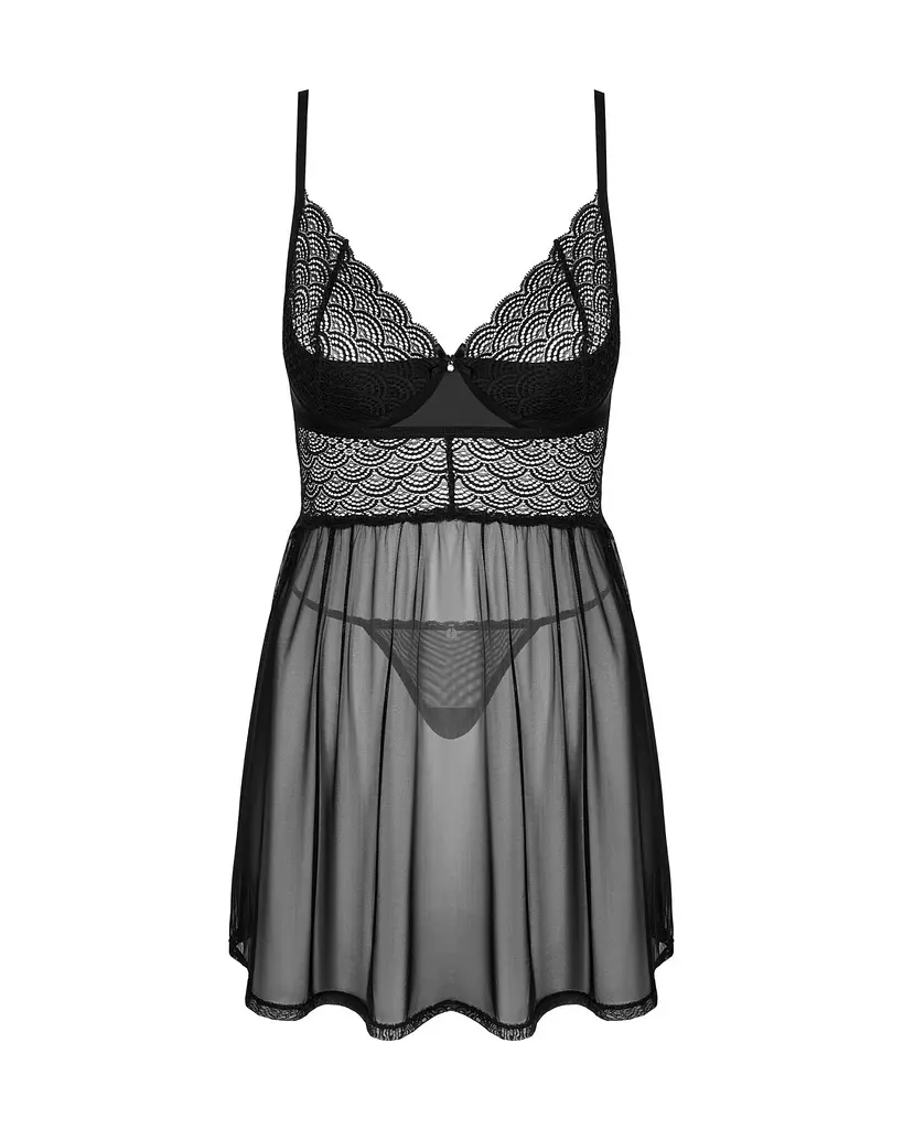 Еротичний комплект Obsessive Chemeris babydoll & thong XS/S, пеньюар та стрінги - фото 3