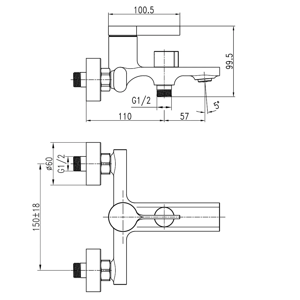 Змішувач для ванни TOPAZ Moderno TMD-33101-H78A хромований з лійкою і шлангом для душу - фото 2