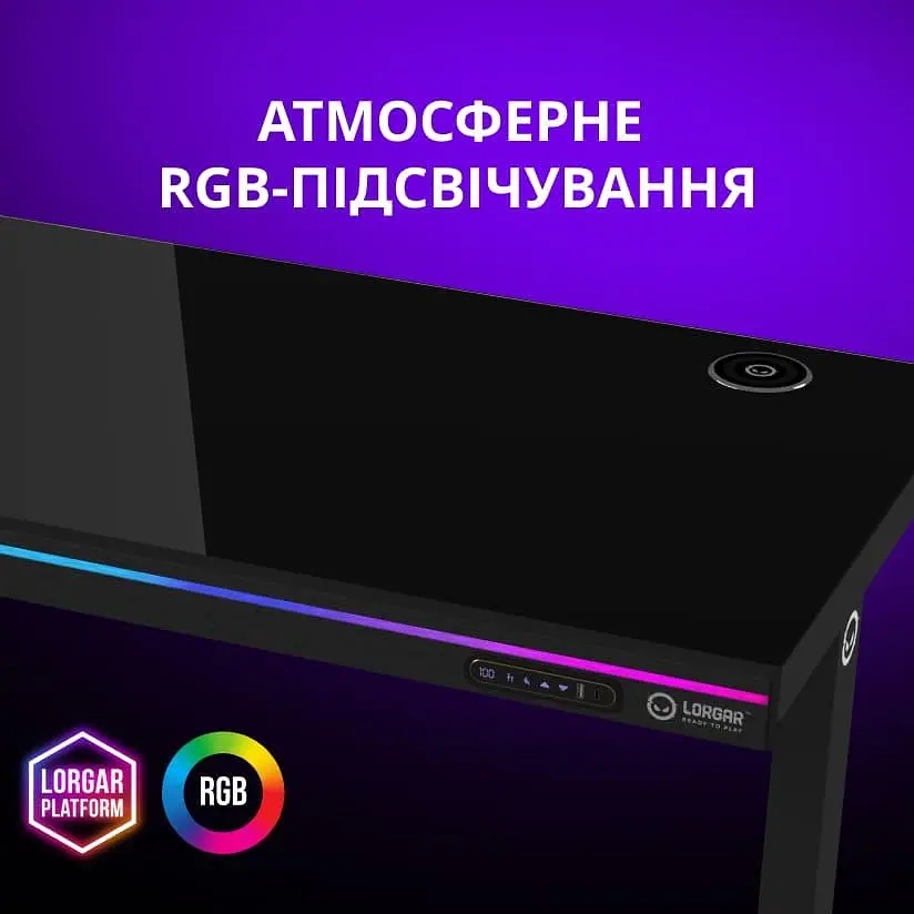 Геймерский стол Lorgar PRO 80G Glass Black (LRG-DP80G) - фото 14