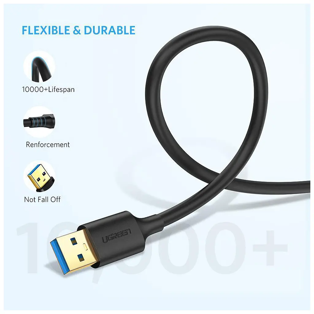 Дата кабель USB 3.0 AM/AM 0.5m US128 black Ugreen (10369) - фото 3