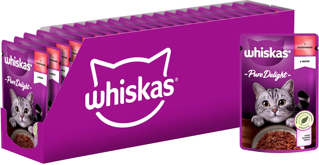 Вологий корм для котів Whiskas AMMP з яловичиною в желе 2.38 кг (28 шт. х 85 г) - фото 2