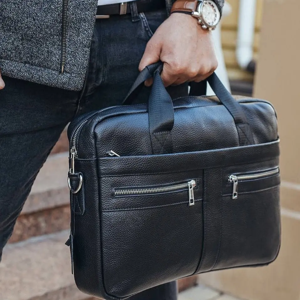 Чоловіча сумка для ноутбука й документів чорна SK N8256 Tiding Bag - фото 8