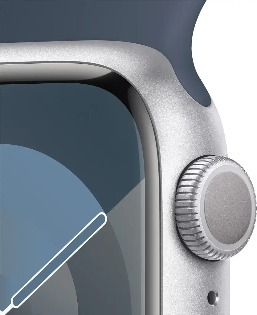 Смарт-часы Apple Watch Series 9 41mm Silver Aluminum Case with Storm Blue Sport Band -M/L (MR913QC/A) - фото 3