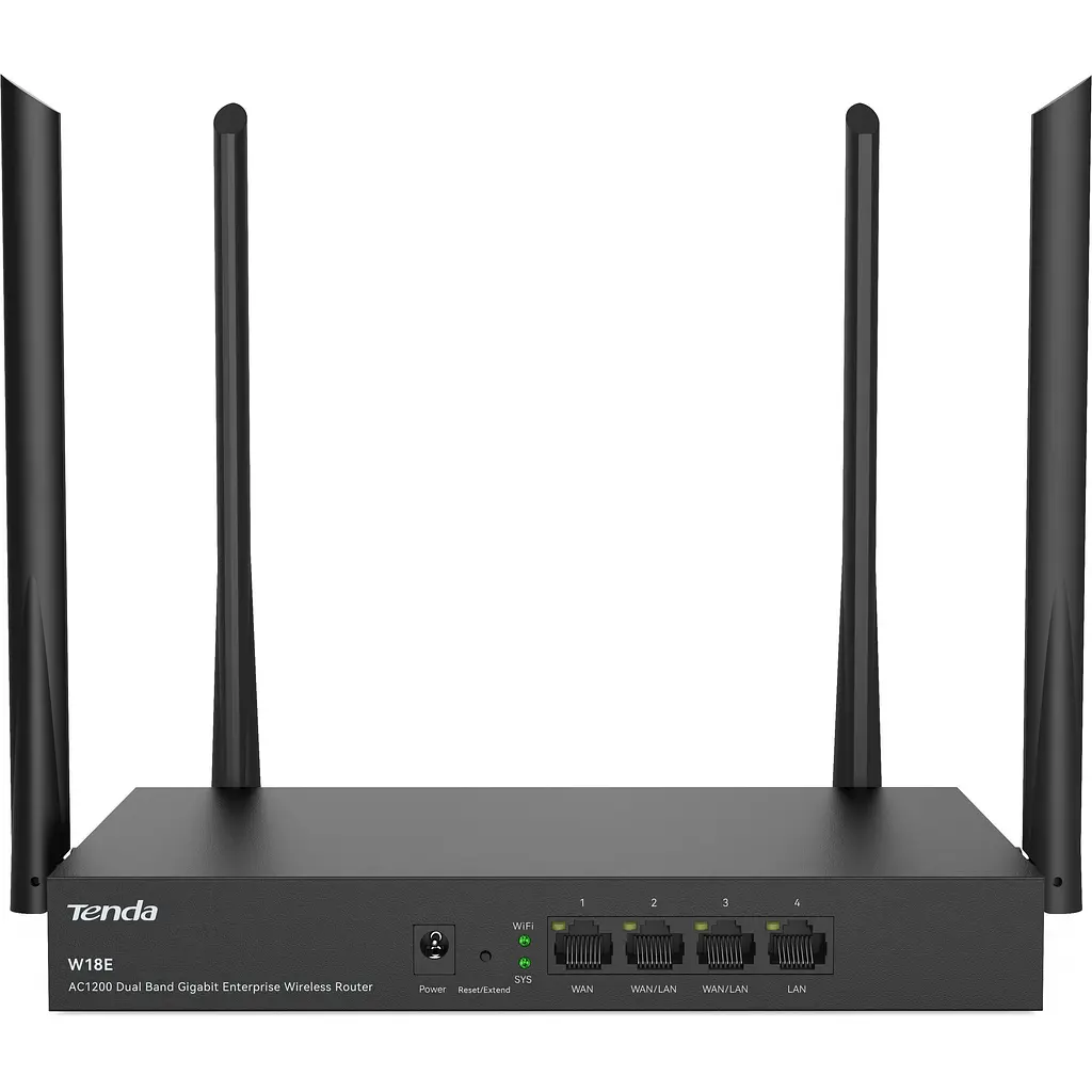 Маршрутизатор W18E Hotspot AC1200 4xGE (1xGE WAN, 2xGE LAN/WAN, 1xGE LAN) Tenda teh0017318 - фото 2