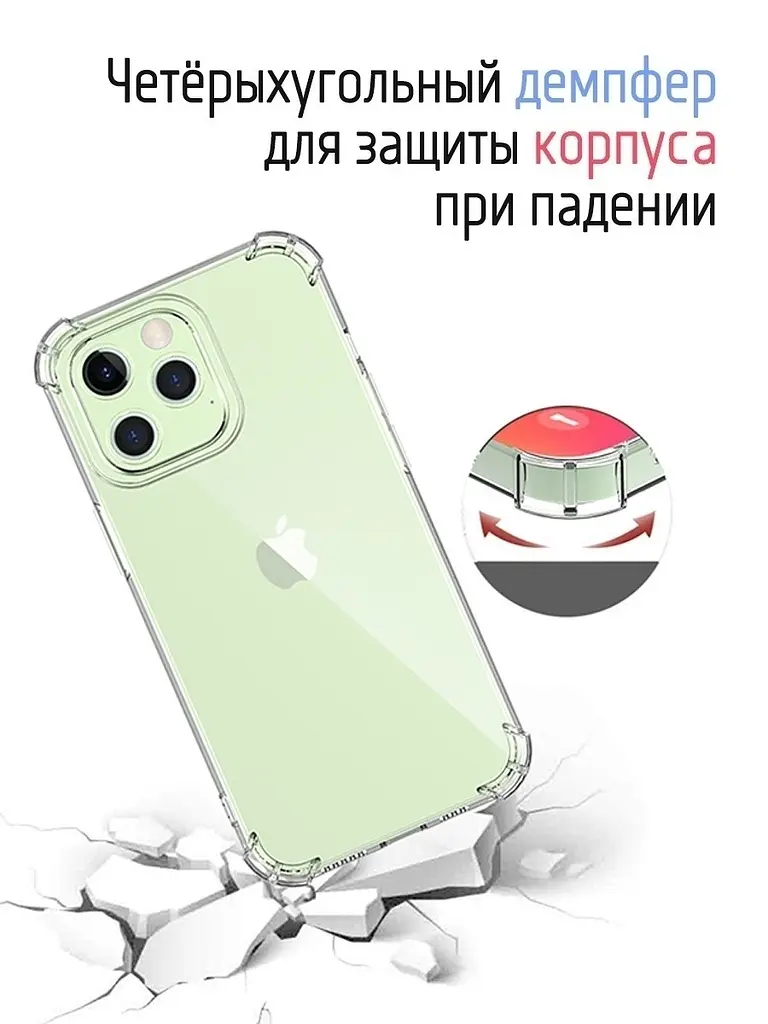 Силіконовий протиударний чохол Case панель + скло 9Н на Iphone 13 Pro Case із захистом камери прозорий (543443253455) - фото 3