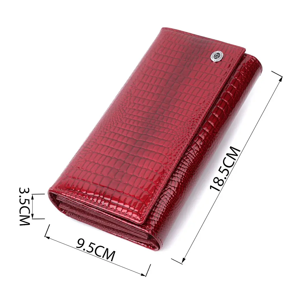 Шкіряний лакований гаманець з блоком для кредитних карток ST Leather 22682 червоний - фото 7