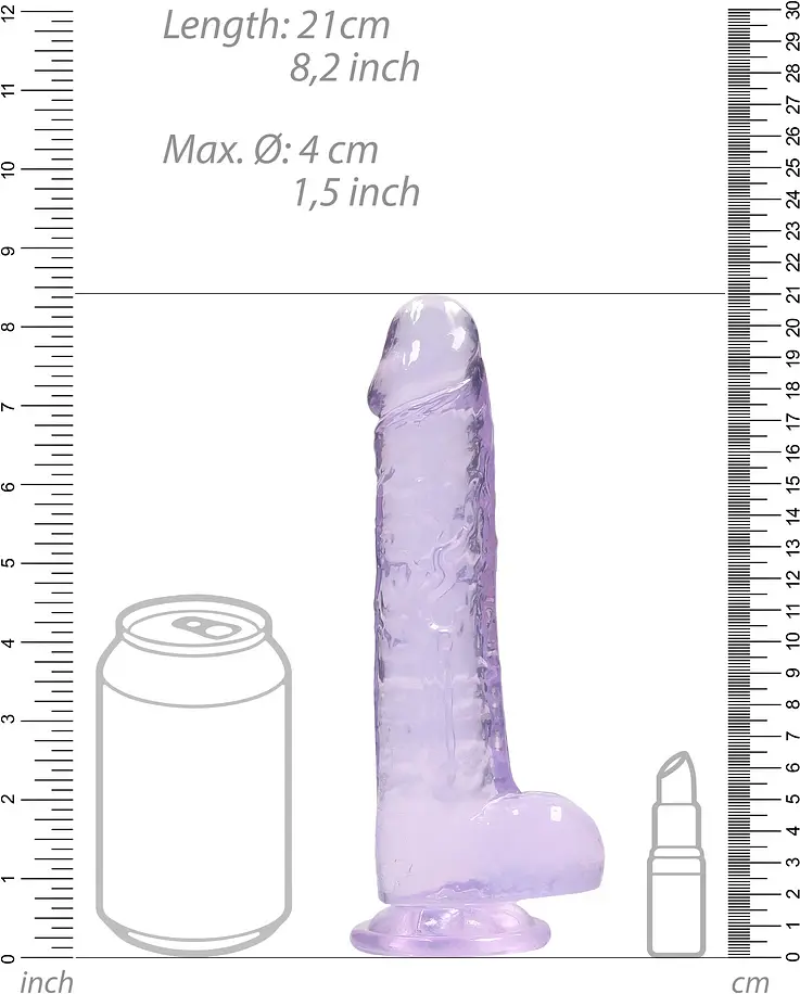 Фаллоимитатор Realrock Crystal Clear Dildo Realistic 8 21 см фиолетовый - фото 5