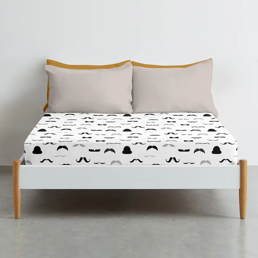 Простирадло Cosas на резинці 120х200 mustache, чорний (ChaplinFashion_120x200x20) - фото 3