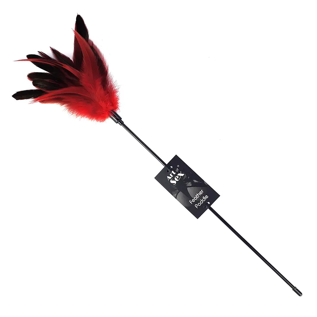 Щекоталка з пером півня Art of Sex Feather Paddle, червона