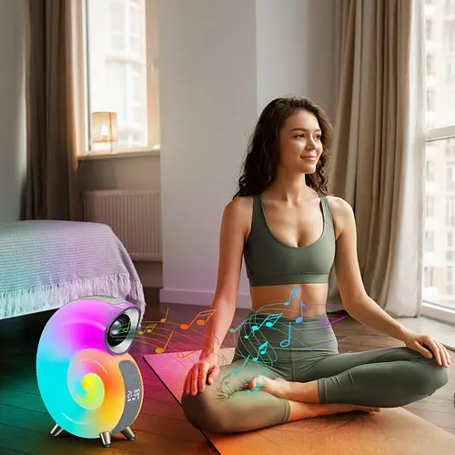 Акумуляторний нічник G-Smart N70 RGB з годинником та Bluetooth колонкою (Білий) - фото 3