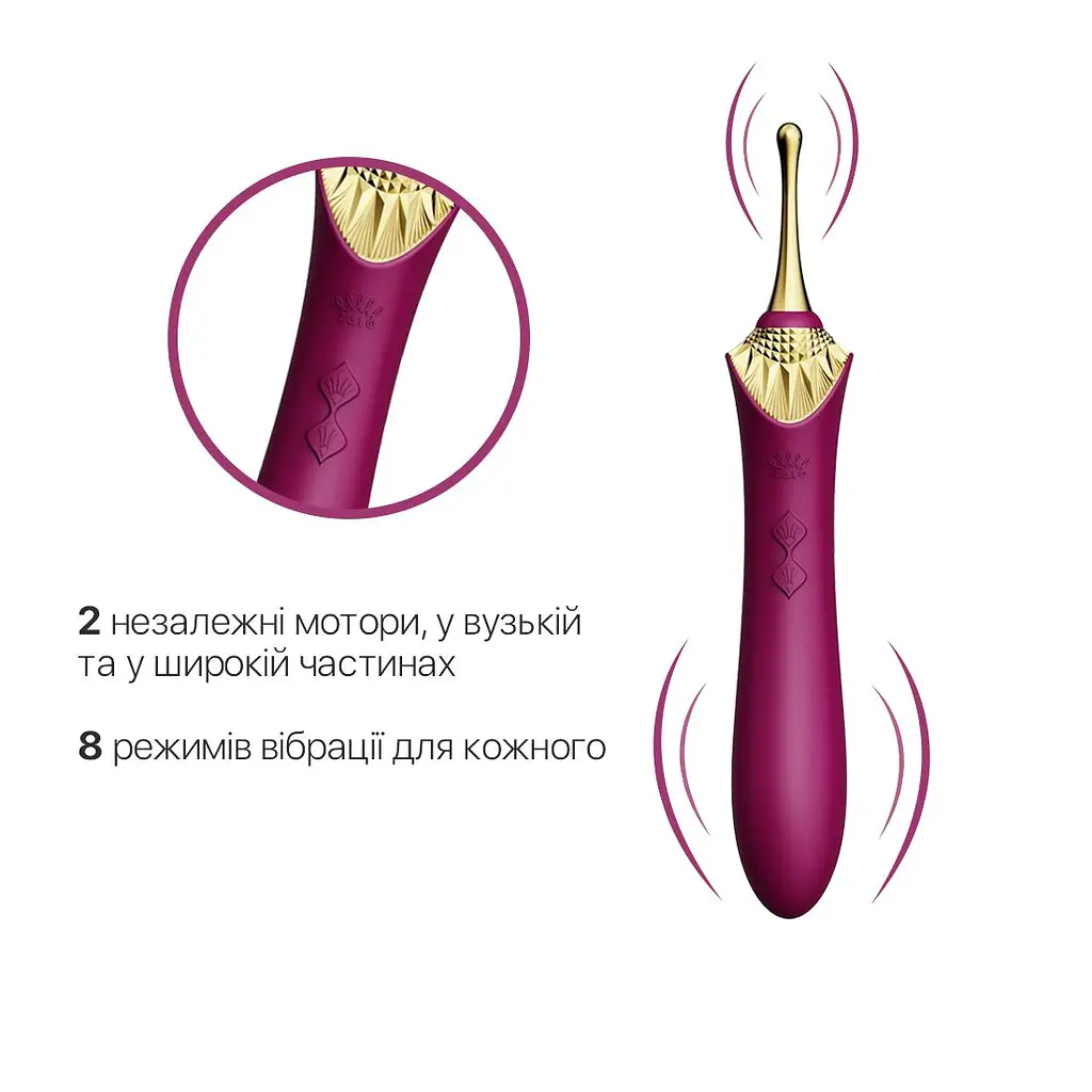 Вагінально-кліторальний вібратор Zalo - Bess Velvet Purple, мультифункціональний із насадками - фото 3