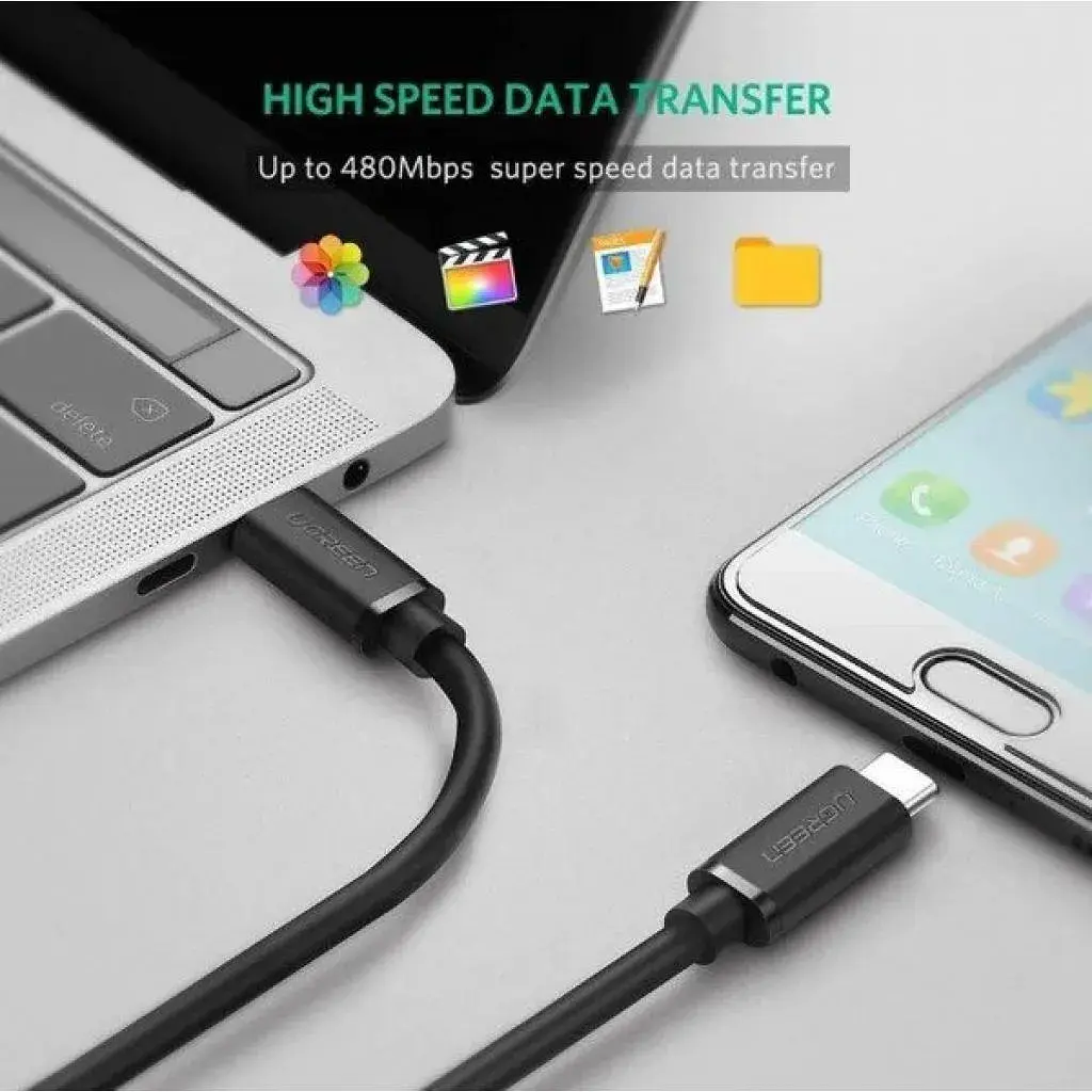 Дата кабель USB-C to USB-C 2.0m US286 3A Black Ugreen (10306) - фото 7