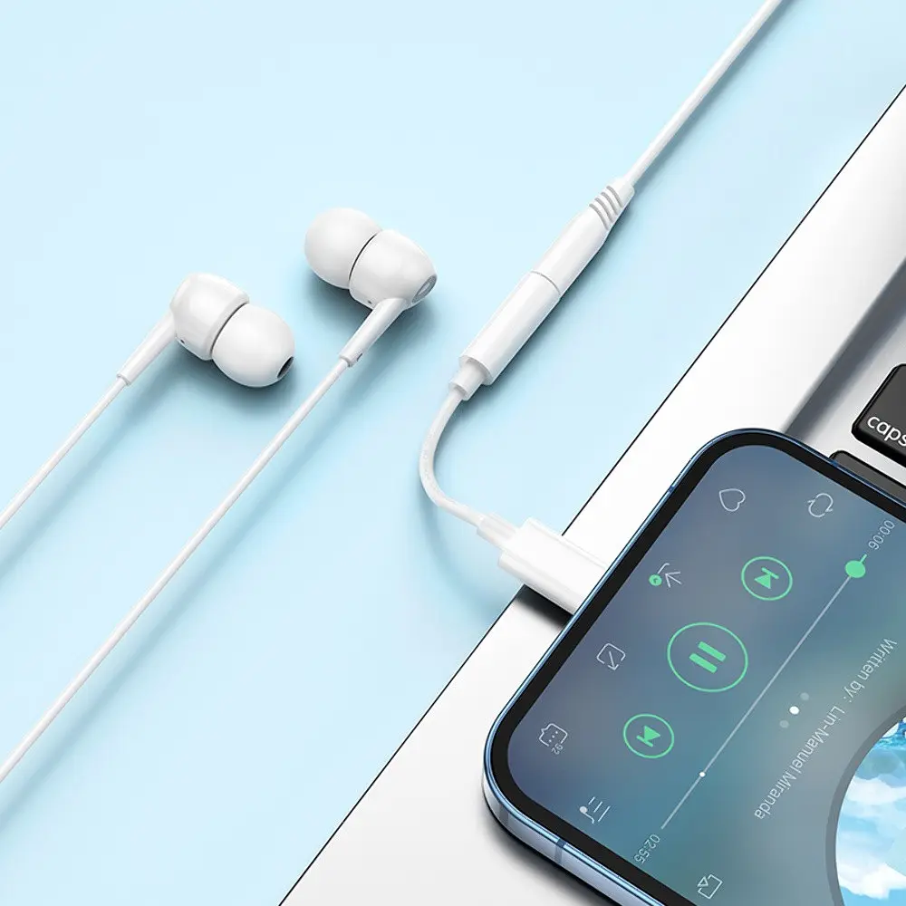 Адаптер переходник Hoco LS34 аудио конвертер Lightning to Jack 3.5 F 0.08 m белый - фото 2