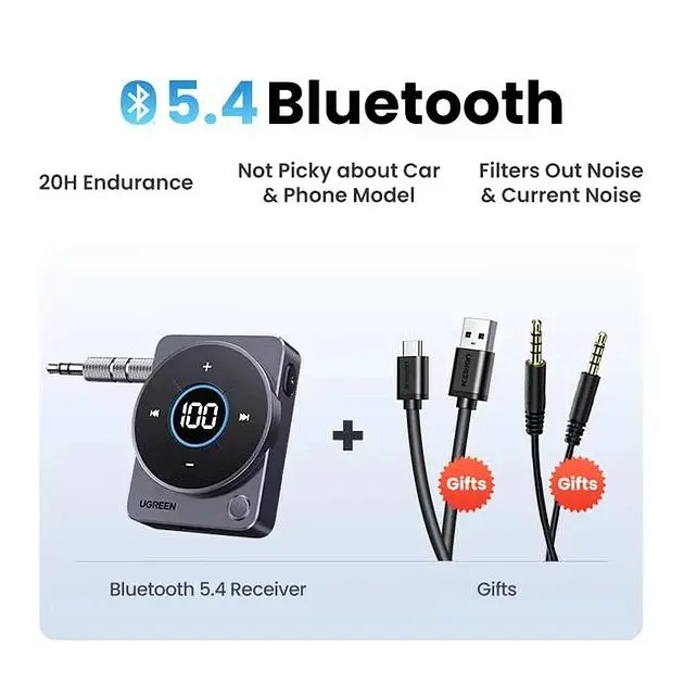 Адаптер бездротовий - Ugreen CM724 Bluetooth 5.3 - AUX 3.5 Receiver Audio Adapter (35003) UGR-35003 - фото 6