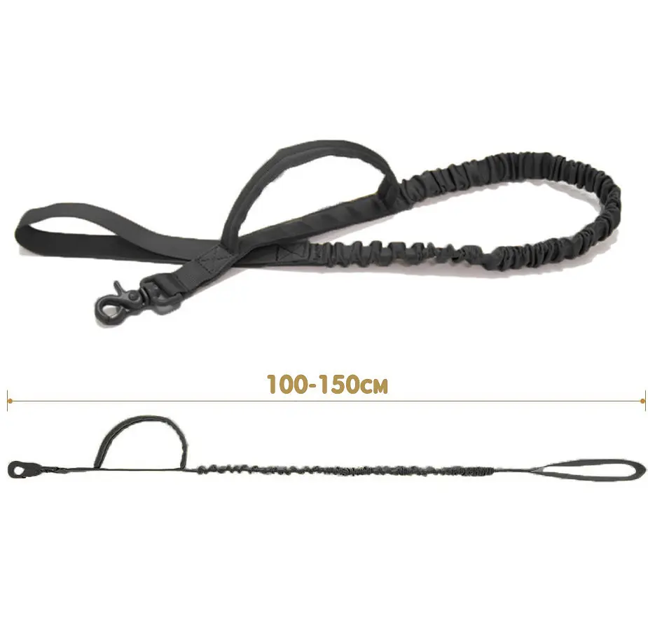 Повідець для собак Harness 100-150см, банджі-повідець з двома ручками Чорний - фото 3