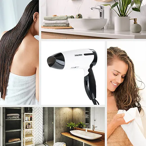 Фен дорожній Mesko MS 2262, 1000 Вт концентратор 2 швидкості підвісна петля компактний 1 шт. білий (33705-IS) - фото 7