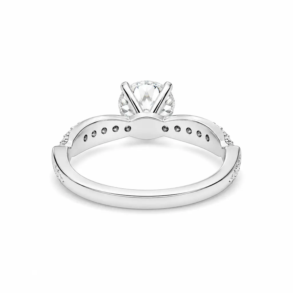 Кільце з білого золота з муасанітами К-0750 18.5 - фото 3