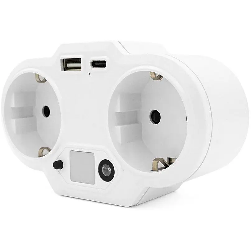 Розетка-измельчитель с заземлением Voltronic HHT-609 White, ночник, USB+Type-C, 3.4 А, зашита от перегрузки - фото 2