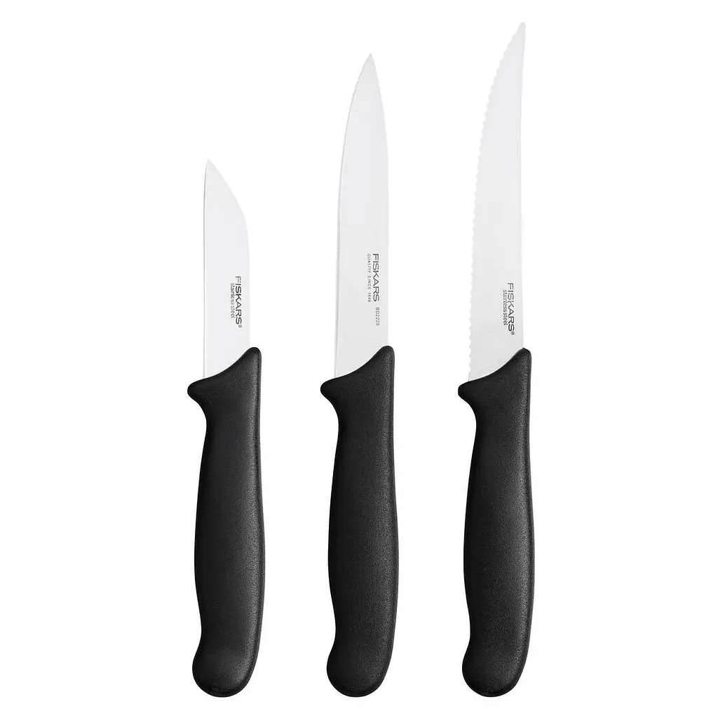 Набір кухонних ножів для овочів Fiskars Essential 3шт (1065584)