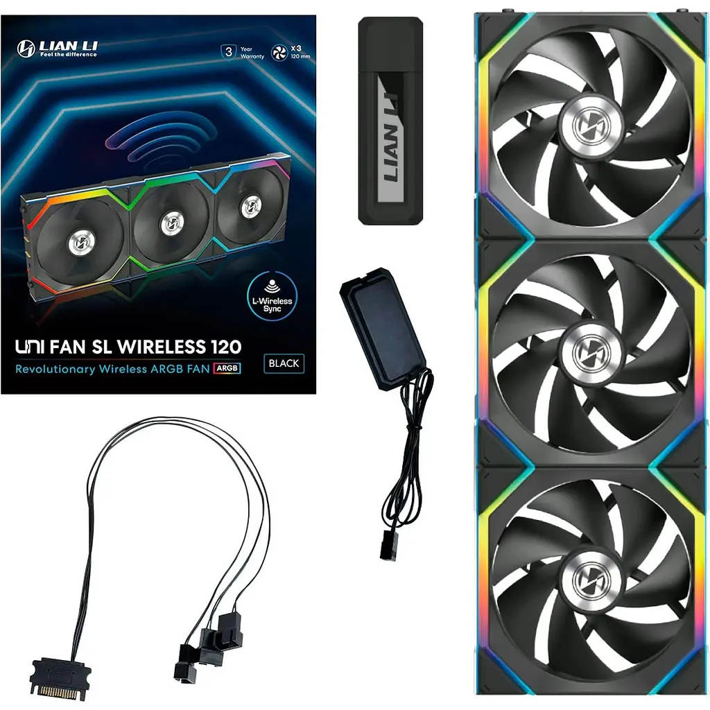 Комплект вентиляторів Lian Li Uni Fan SL WIRELESS 120-3 Black (G99.12SL1W3B.00) - фото 10