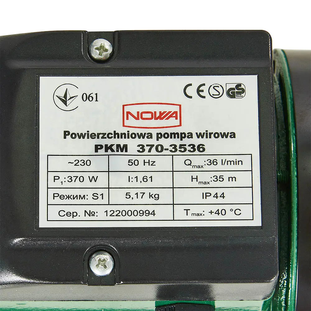 Насос поверхневий вихровий Nowa PKM 370-3536 (148870) - фото 7