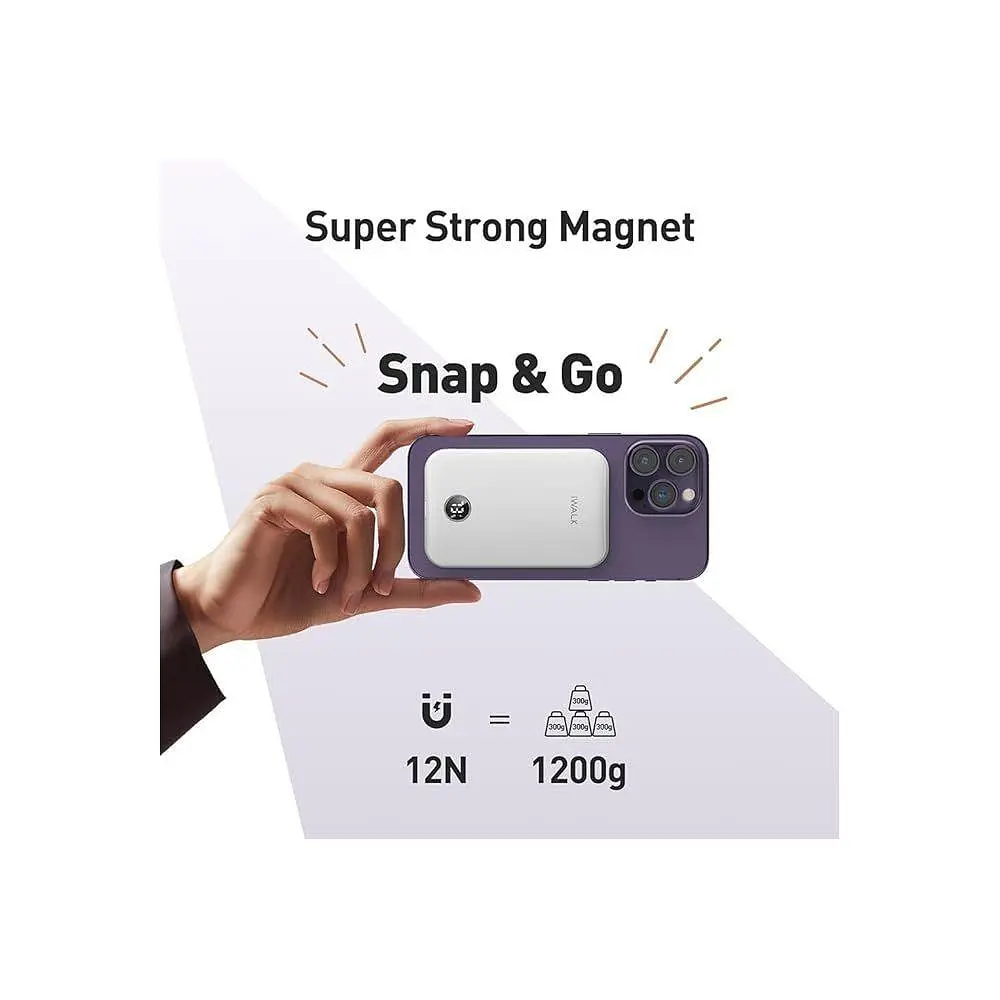 Повербанк Walk Magnetic Ultra Slim 5000mAh бездротовий W/LED Display Battery Pack Easy Grip - фото 3