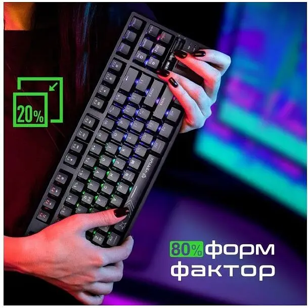 Клавіатура дротова Vertux VertuPro-80 Wireless/USB Black (vertupro-80.black) - фото 2