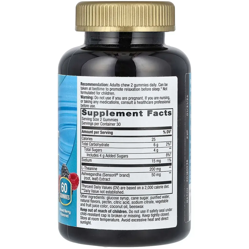 Успокаивающая с ашвагандой Nature's Way Quick Calm Gummy со вкусом ягод 60 жевательных конфет - фото 2