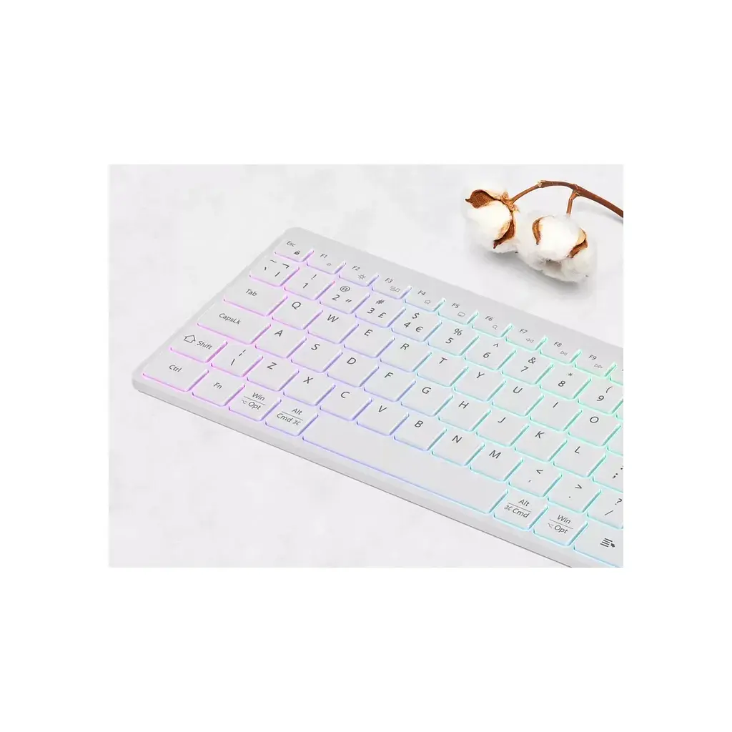 Клавіатура Canyon HKB-W11 Slim Dual Mode Wireless/Bluetooth RGB UA White (CNS-HBTK11W) - фото 5