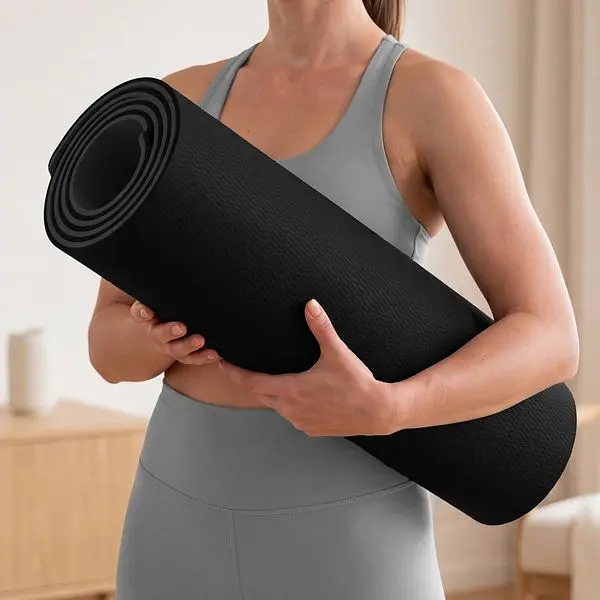 Килимок (мат) для фітнесу та йоги Gymtek Premium TPE 0,5см чорний - фото 9