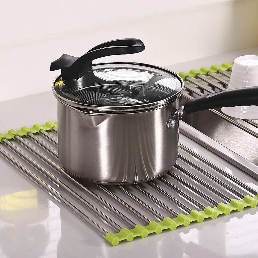 Сушарка підставка для посуду на мийку салатову 23*37 см Kitchen Drainboard - фото 2