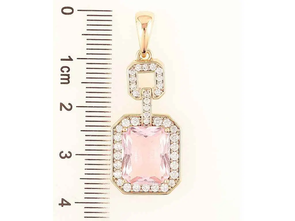 Кулон XUPING Позолота 18K «Фігурна підвіска з рожевим фіанітом і цирконієм» для ланцюжка до 6мм (262212) - фото 2