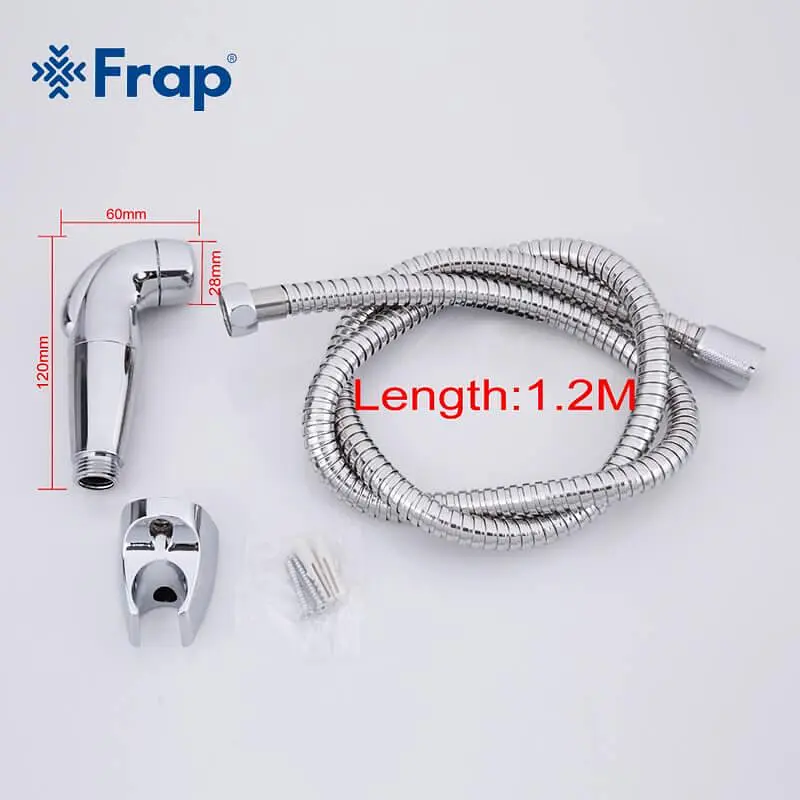 Гигиенический гарнитур Frap F27 (лейка, шланг, кронштейн), Хром - фото 6