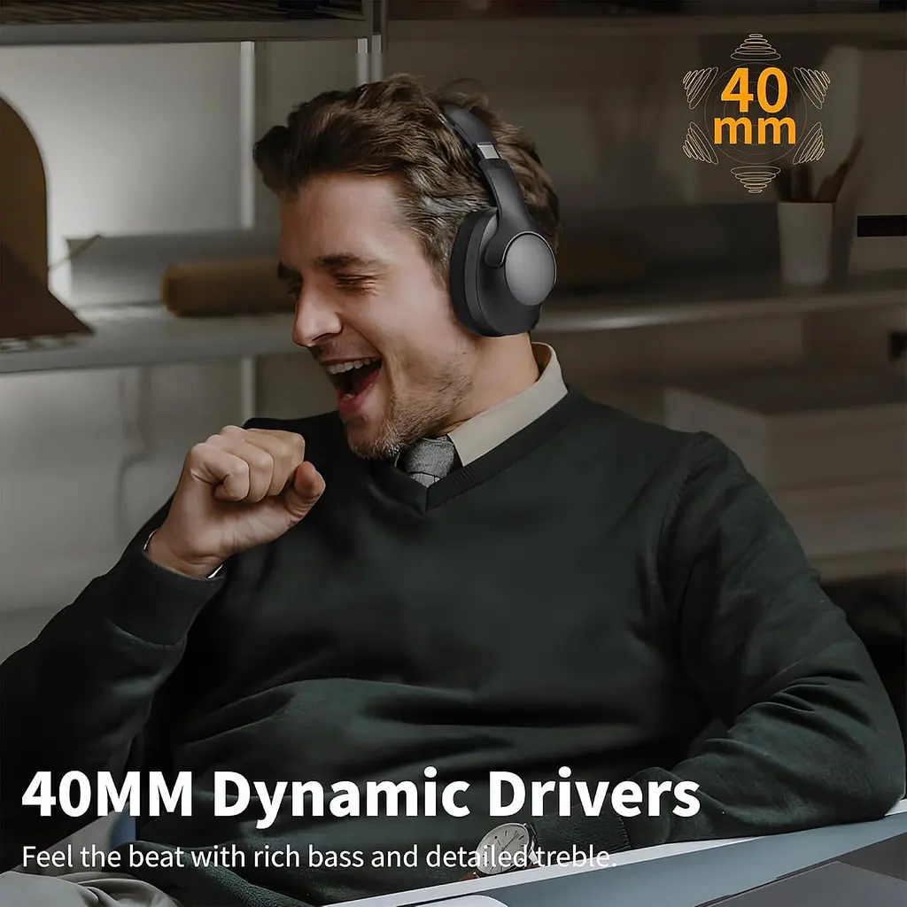 Навушники з активним шумозаглушенням і мікрофоном-100H Playtime, Bluetooth-навушники з глибоким стереозвуком, складані комфортні - фото 2