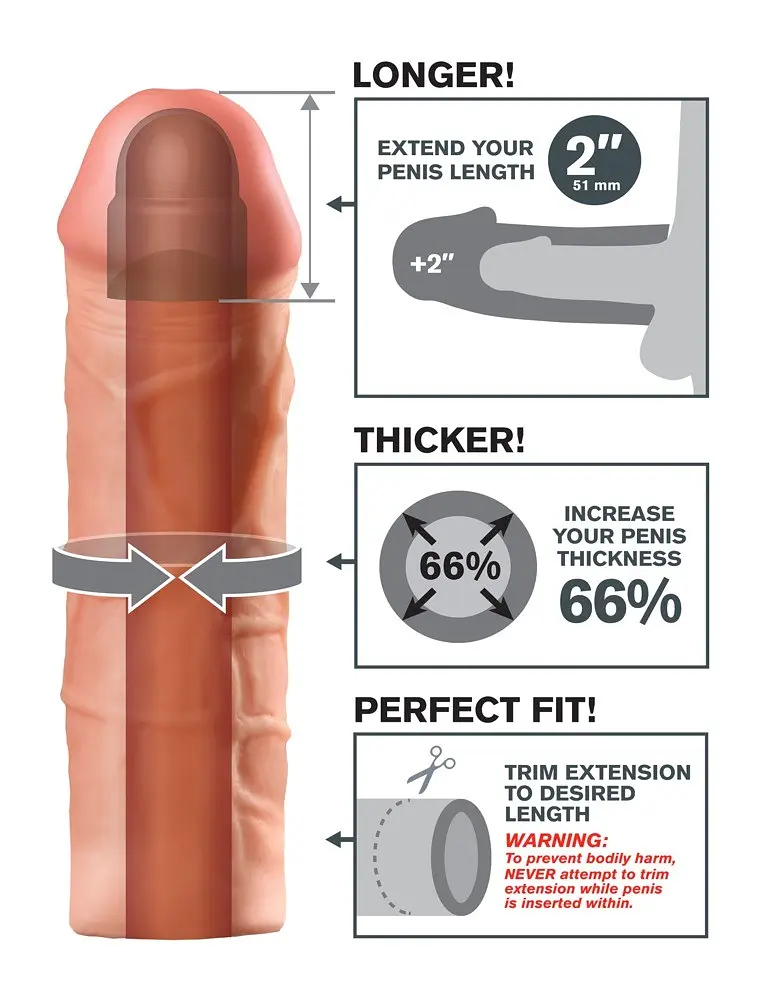 Насадка-подовжувач для пеніса Pipedream Mega Extension Flesh, +5.1 см - фото 4