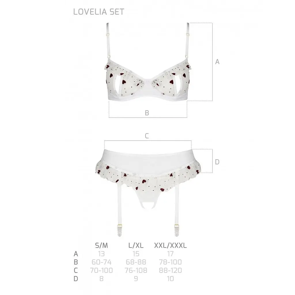 Сексуальний комплект з поясом для панчіх Passion LOVELIA SET L/XL, white - фото 7