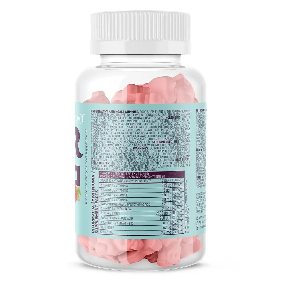 Вітаміни та мінерали OstroVit Healthy Hair Koala Gummies, 60 желейок - фото 2