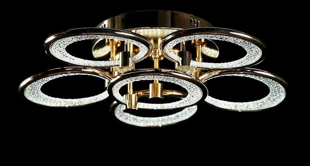 Люстра стельова LED Splendid Ray LT98120/5+1, 144W, золото, білий, сучасний стиль з пультом, димер - фото 3