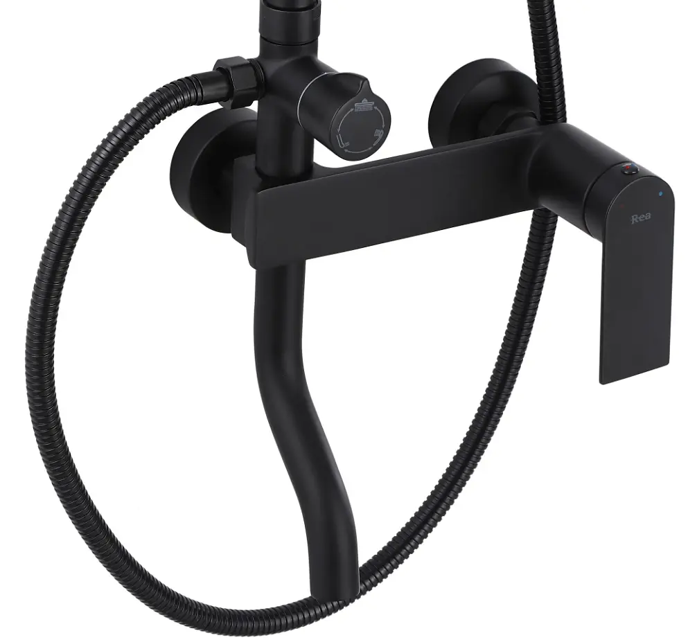 Душова система Rea Storm 2.0 black з виливом REA-P9532, Чорний матовий - фото 2