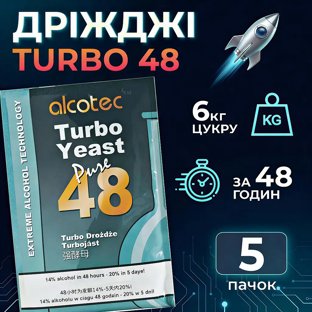 Дріжджі Alcotec Turbo Yeast Pure 48, 135 г 5 шт - фото 3