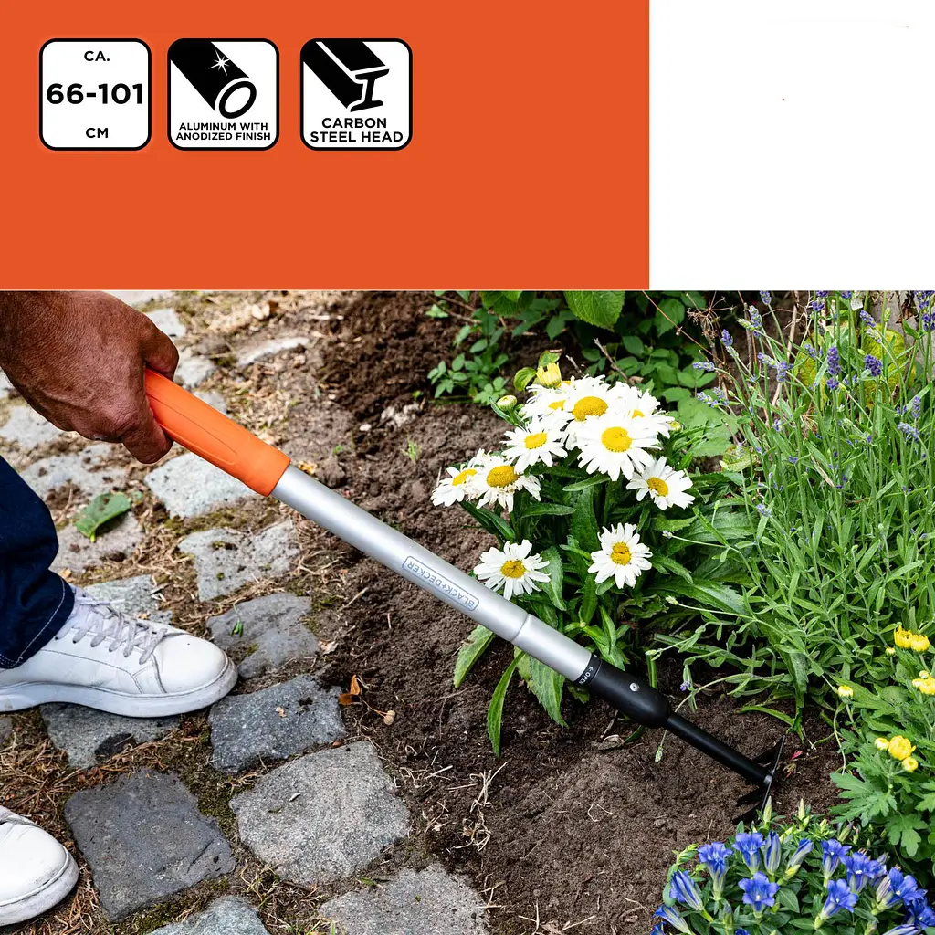 Грабли садовые Black+Decker телескопический 66-101 см - фото 8