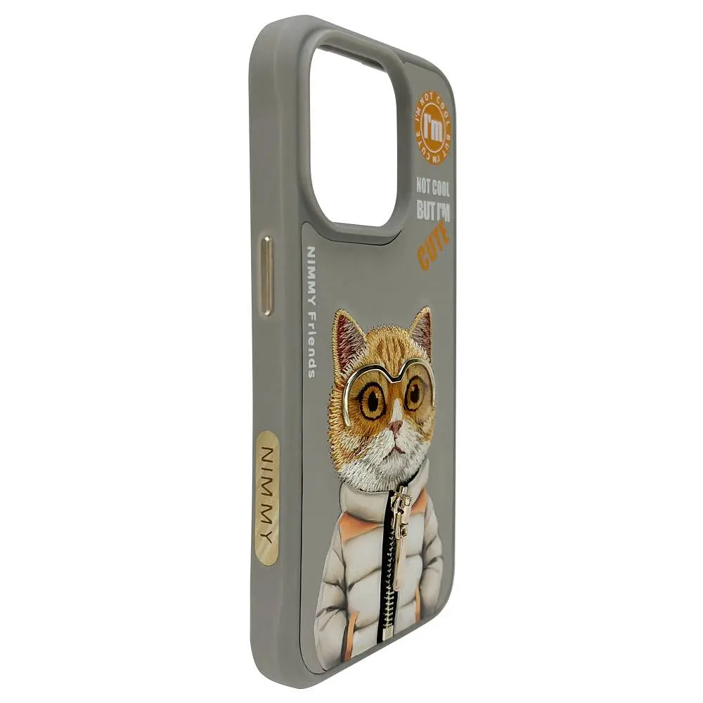 Чохол Nimmy 3D Matal Buttons Apple iPhone 15 Pro Cat Grey - фото 3