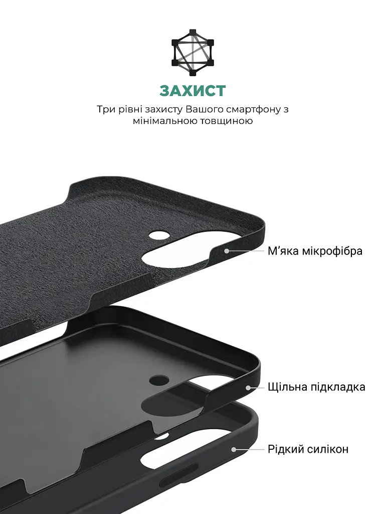 Силиконовый чехол для Apple iPhone 16 Plus, ICON2 Case, черный, противоударный, панель, защита всего корпуса, матовая поверхность Soft Touch, выступает над дисплеем, совместим с защитными стеклами и пленками, с микрофиброй, ArmorStandart (ARM78623) - фото 6