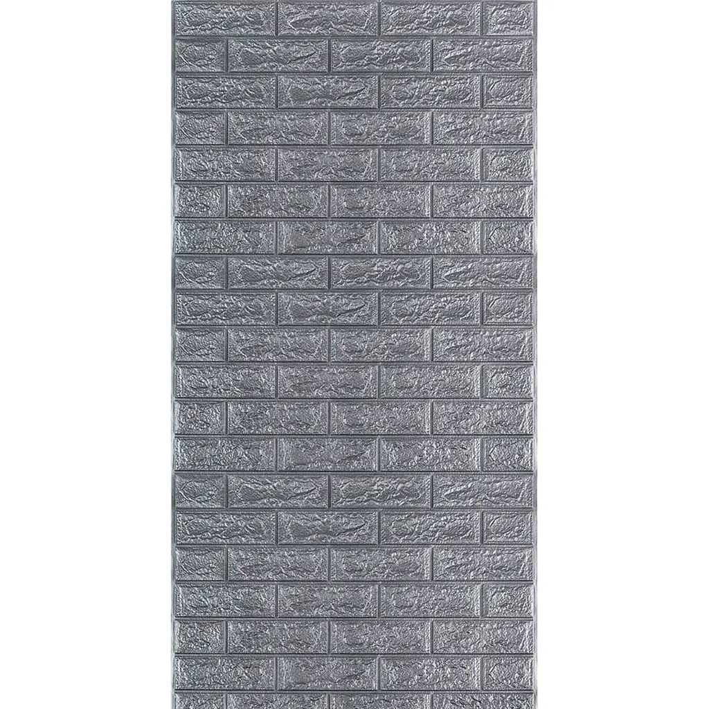 Самоклеюча 3D панель Sticker Wall SW-00001445 Під срібну цеглу в рулоні 3080x700x3мм
